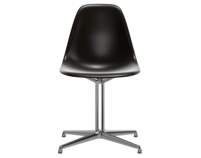 Eames Plastic Side Chair DSL, deep black/polished aluminium