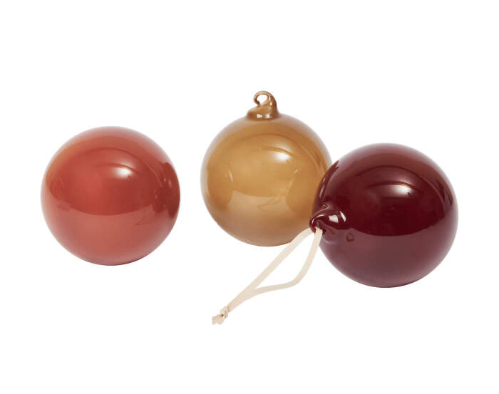 Glass Baubles L, set of 3, roseate opaque