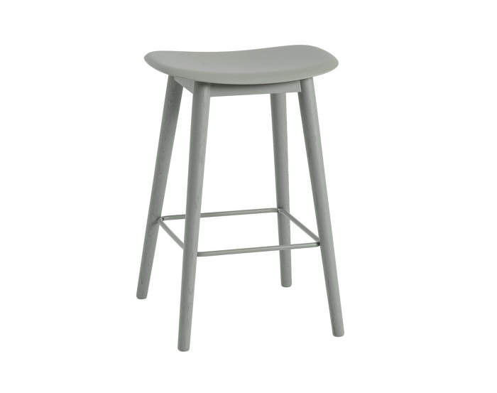 Barová stolička Fiber s dřevěnou podnoží, dusty green