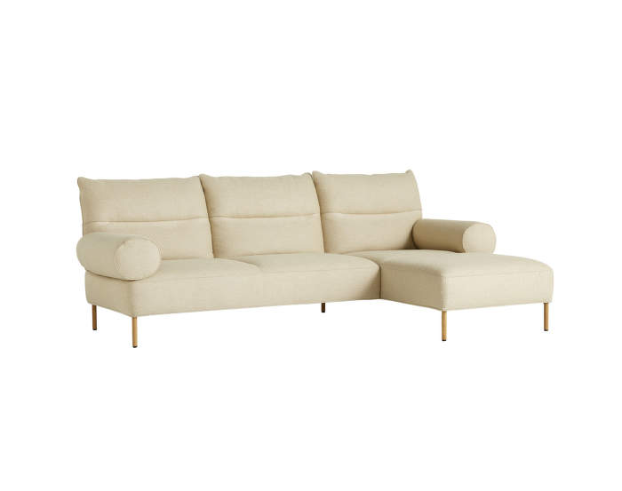 Pandarine-3-Seater-Chaise-Longue,-right,-cylindrical-armrest,-Lint-Beige-oiled-oak