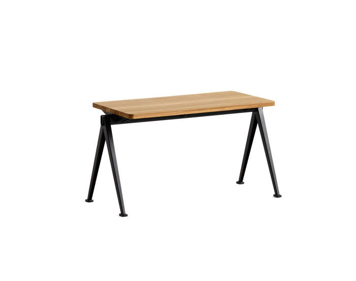 Pyramid Bench 11 85 cm, black powder coated steel / clear lacquered solid oak