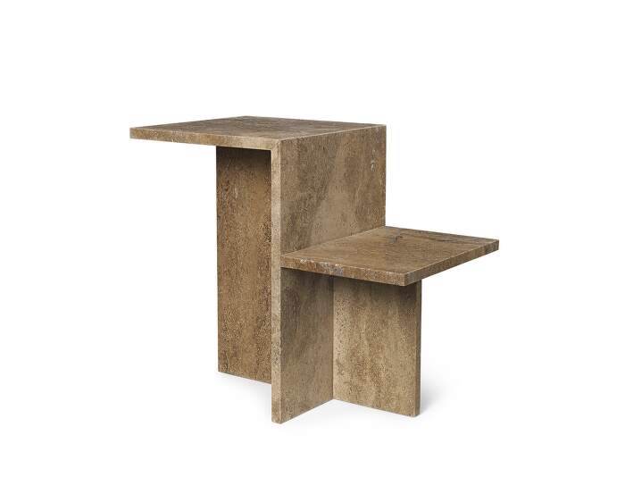 Distinct Side Table, brown travertine