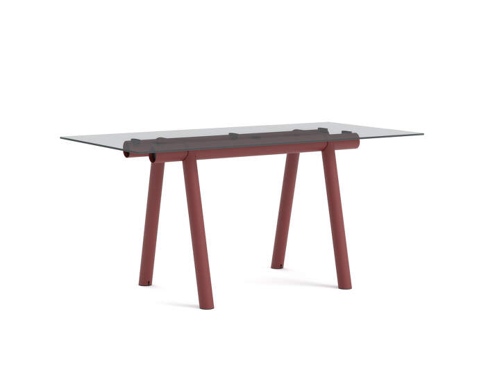 Boa Table 220x110x105 cm, red / glass