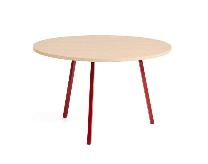 Loop Stand Table Round Ø120, oak/maroon red