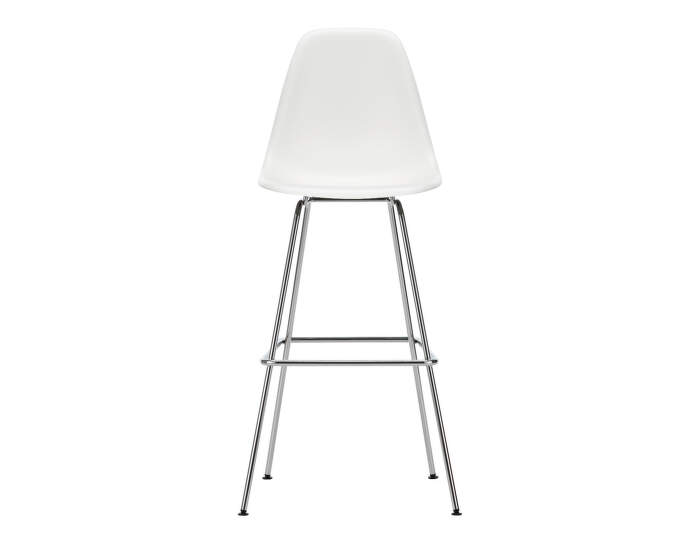 Eames Plastic Bar Stool High, white/chrome