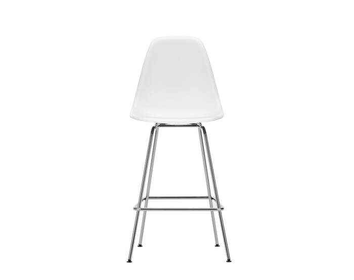 Eames Plastic Counter Stool Low, white/chrome