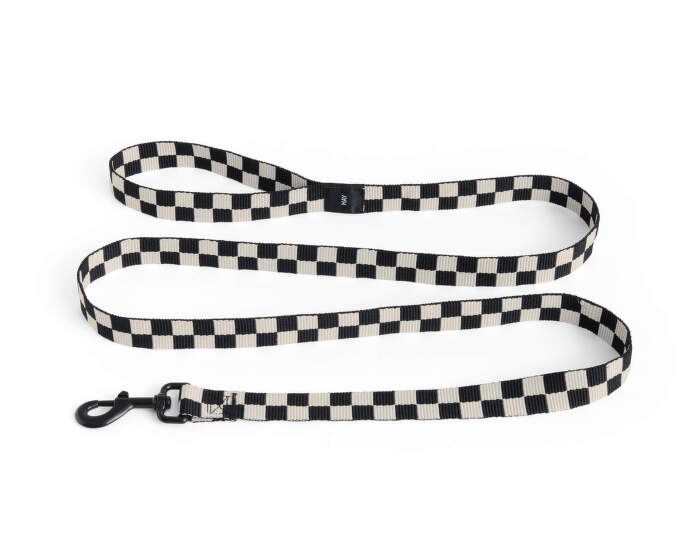 Dogs Leash Flat M/L, black/white check