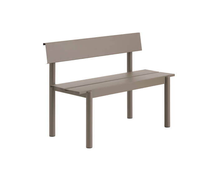 Linear Steel Bench w. Backrest 110 cm, taupe