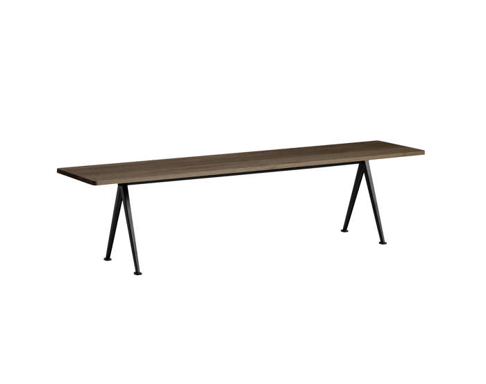 Pyramid Bench 12 190 cm, black powder coated steel / smoked solid oak