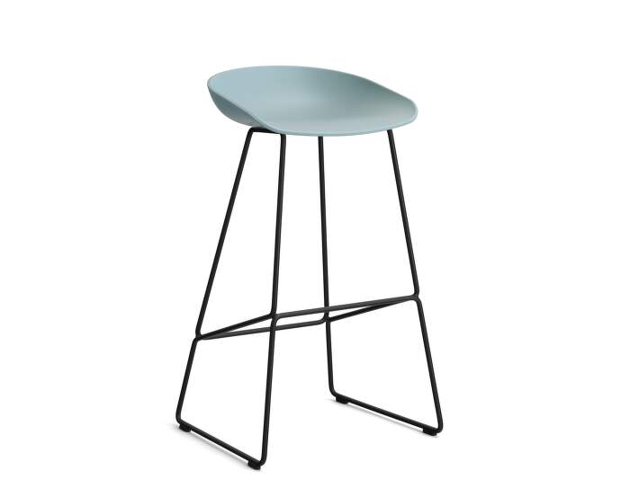 AAS 38 Bar Stool High Black Steel, dusty blue