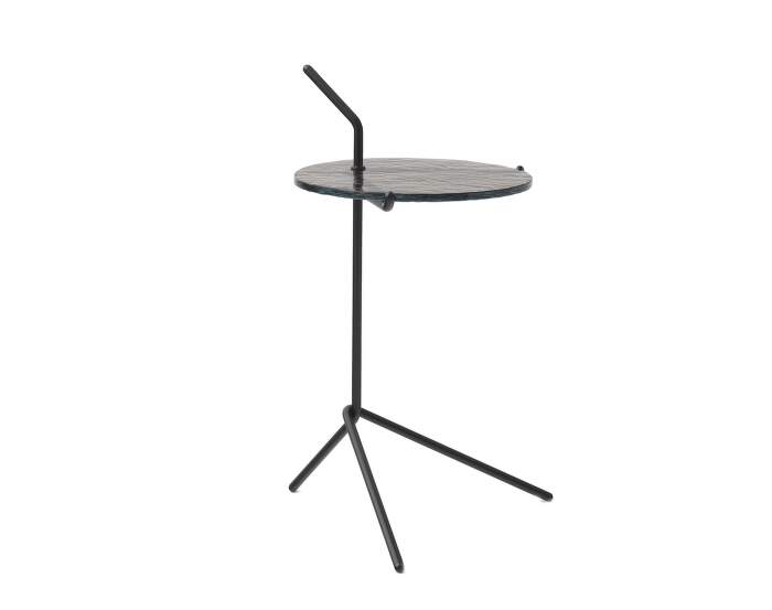 Halten Side Table, black / smoked cast glass