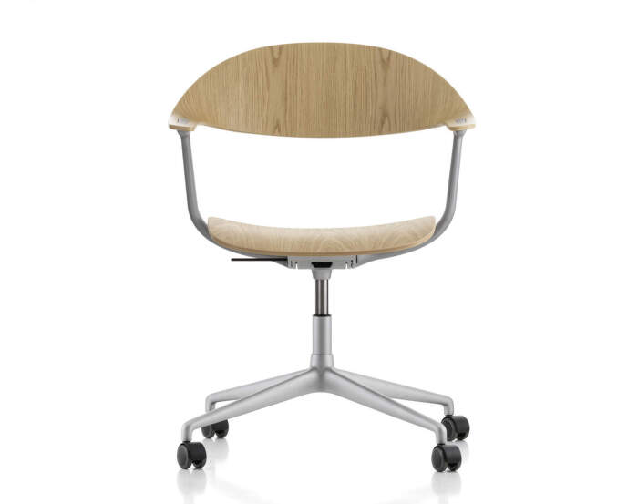 Mynt Office Chair Plywood with castors, natural oak/blasted aluminium