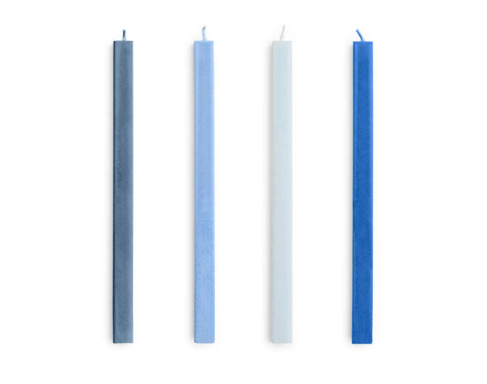 Square Candle, set of 4, blues