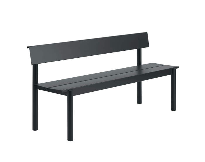 Linear Steel Bench w. Backrest 170 cm, black