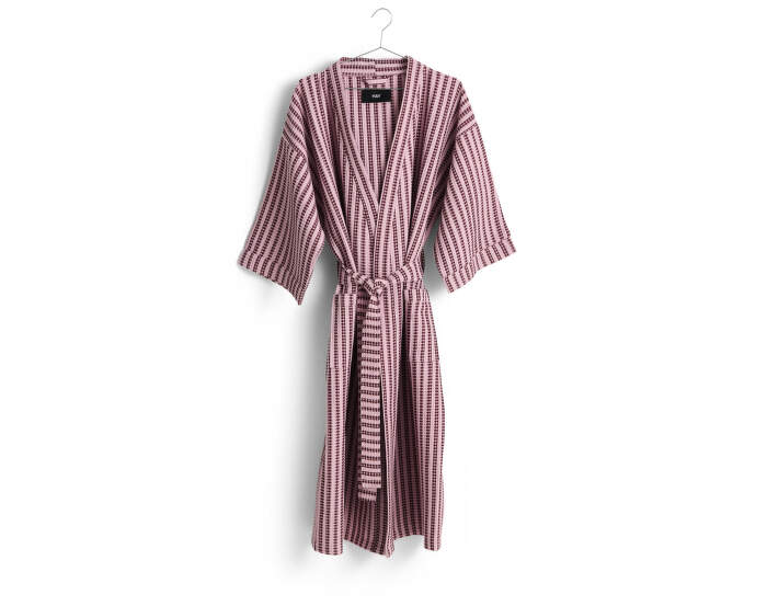 Waffle Bathrobe, stripe cool pink
