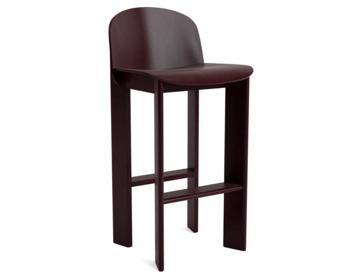 Chisel 35 Bar Stool H75, dark bordeaux lacquered beech