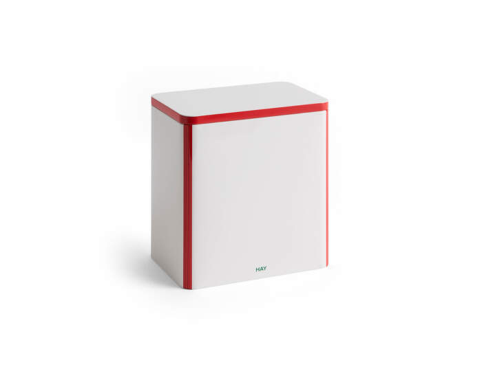 Tin Container Large, off-white and red