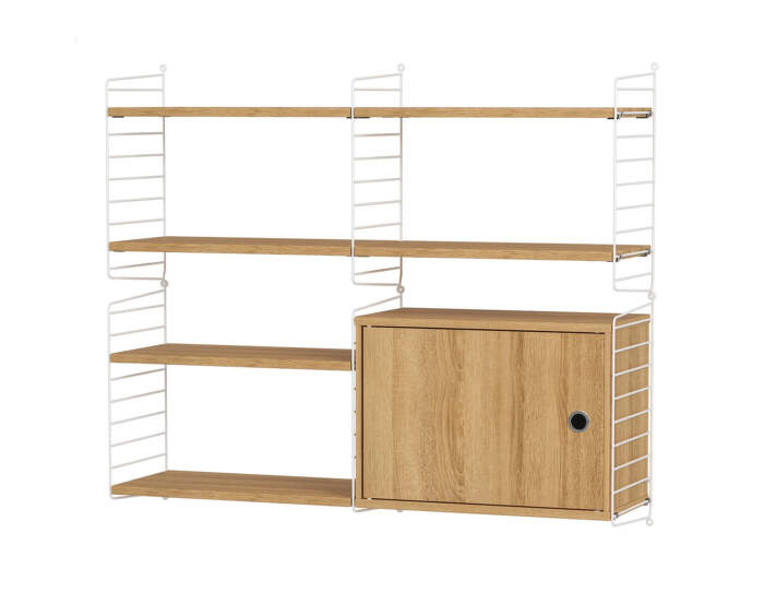 String Living Room R Shelving Set, oak/white