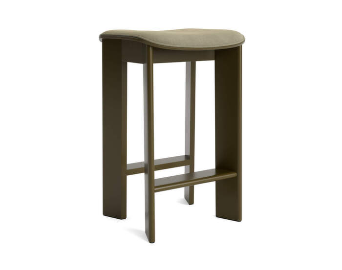 Chisel 30 Bar Stool H65, green umber lacquered beech / Linara 313