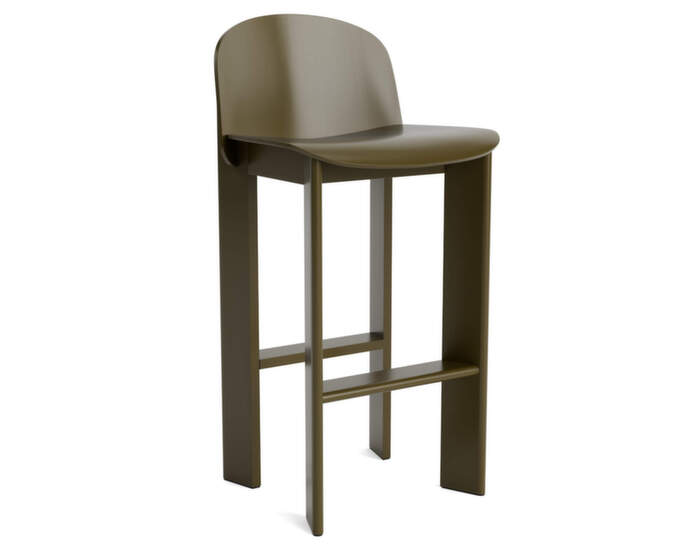Chisel 35 Bar Stool H75, green umber lacquered beech