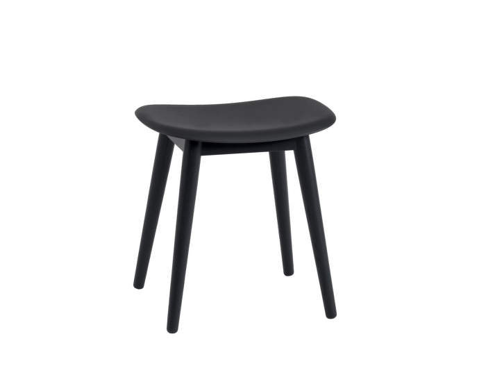 Stolička Fiber Stool s dřevěnou podnoží, black/black