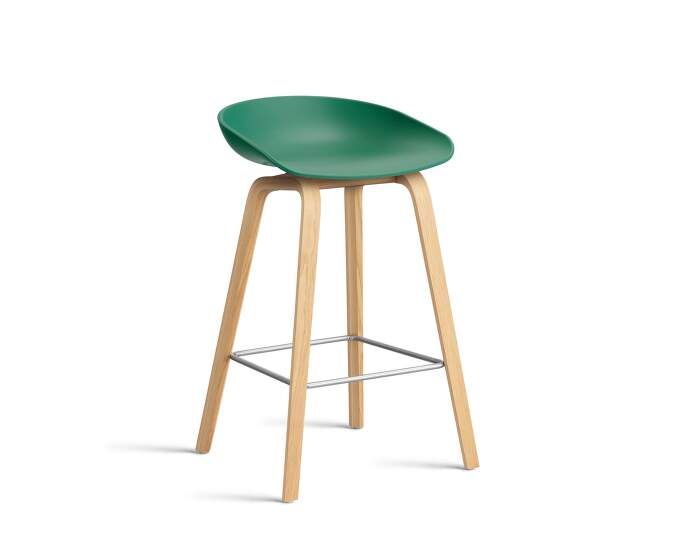 AAS 32 Bar Stool Low Oak, teal green