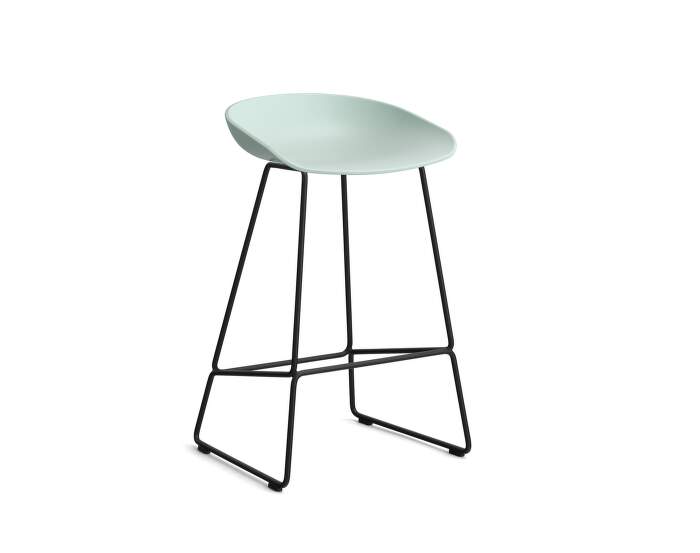 AAS 38 Bar Stool Low Black Steel, dusty mint