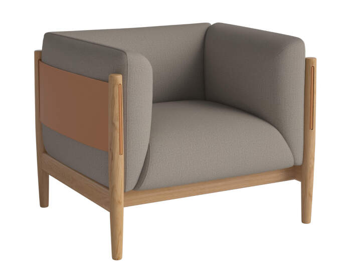 Dive Armchair Oiled Oak, Beize dark beige/cognac leather