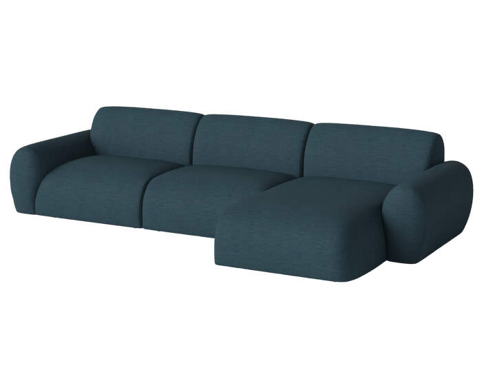 Núvol 3 Modules With Small Corner and Chaise Longue Right, dust blue
