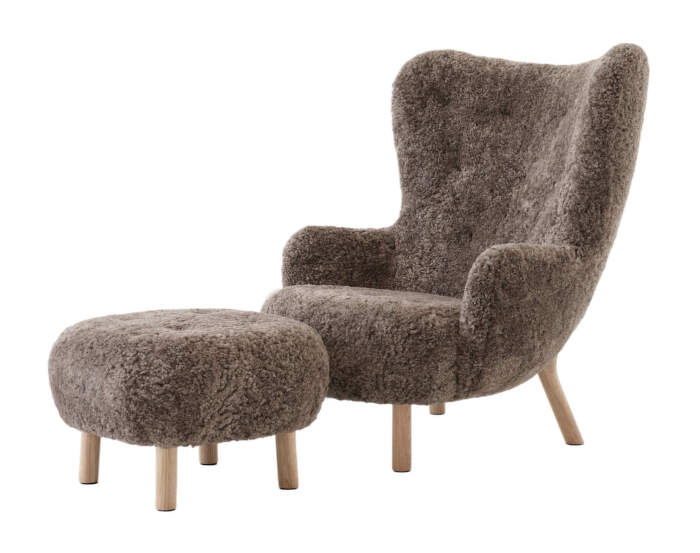 Petra VB3 Lounge Chair and Pouf ATD1, oak/sheepskin Sahara
