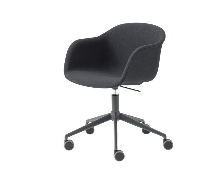 Židle Fiber Arm Chair Swivel čalouněná s otočnou podnoží na kolečkách, black
