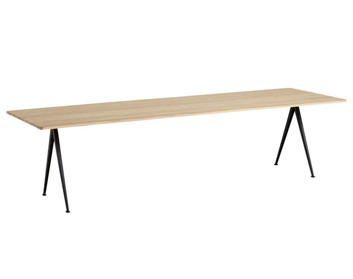 Pyramid Table 02, 300 x 85 x 74 cm, black powder coated steel / matt lacquered solid oak