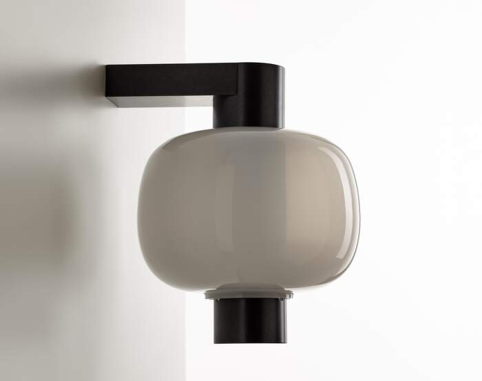 Bonbori Wall Down PC1280 Lamp, opaline / black