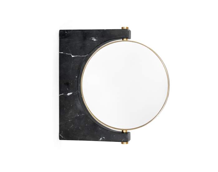 Pepe Marble Wall Mirror, brass / black marble