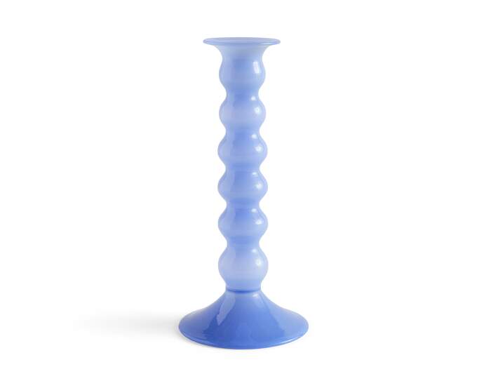 Wavy Candleholder L, light blue