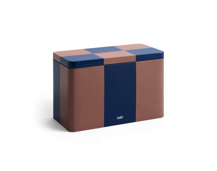 Tin Container Medium, brown and midnight blue