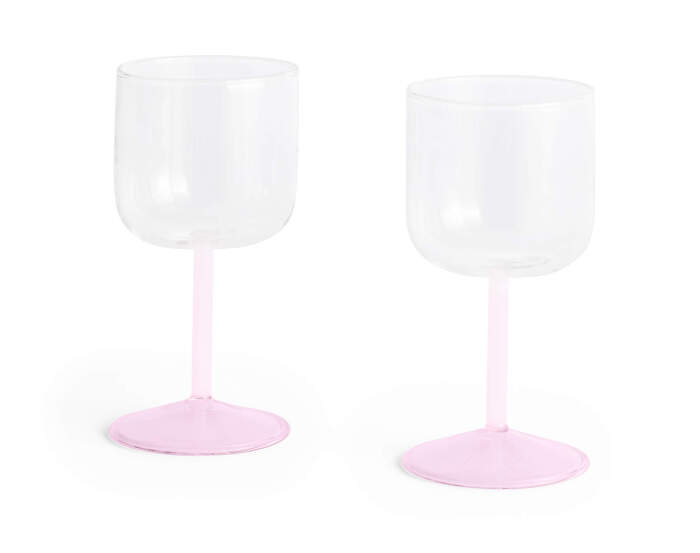 Tint Wine Glass, set of 2, clear, jade light pink and light pink