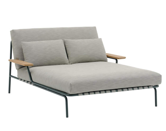 Settle Lounge Bed w. Armrest, Ribbed Weave 2/dark green