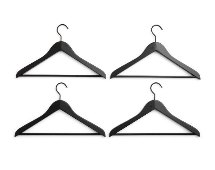 Smooth Coat Hanger Slim with Bar set of 4 pcs, black