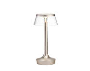 Bon Jour Unplugged Table Lamp, matte chrome/transparent