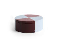 Tin Container Round, burgundy and ice blue