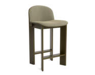 Chisel 35 Bar Stool H65, green umber lacquered beech / Linara 313