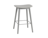 Fiber Stool 65cm Wood Base, grey