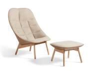 Uchiwa Quilt Armchair & Ottoman, lacquered oak / Bolgheri LGG60 / Sense Nougat