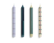Pattern Candle set of 4, green and silver