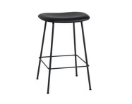 Fiber Stool 65cm Tube Base, black leather