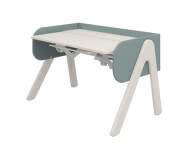 Woody Study Desk, white washed/light teal