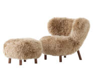 Little Petra VB1 Lounge Chair and pouf ATD1, walnut/sheepskin Honey