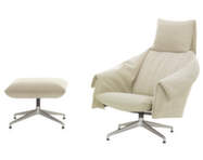 Bascule Lounge Chair Highback & Ottoman, Iroko 2 / cream