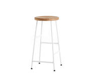 Cornet Bar Stool Low Cream White Steel, oiled oak